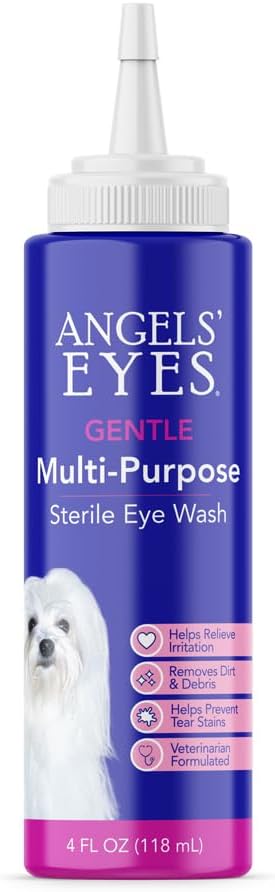 ANGELS' EYES Multi-Purpose Steril Eye Wash 4 Unze Augenreiniger und Rinse, Tear Stain Reducer für Allergien, Debris, Mucus, Irritation und Weepy Eyes für alle Hunde mit Borsäure