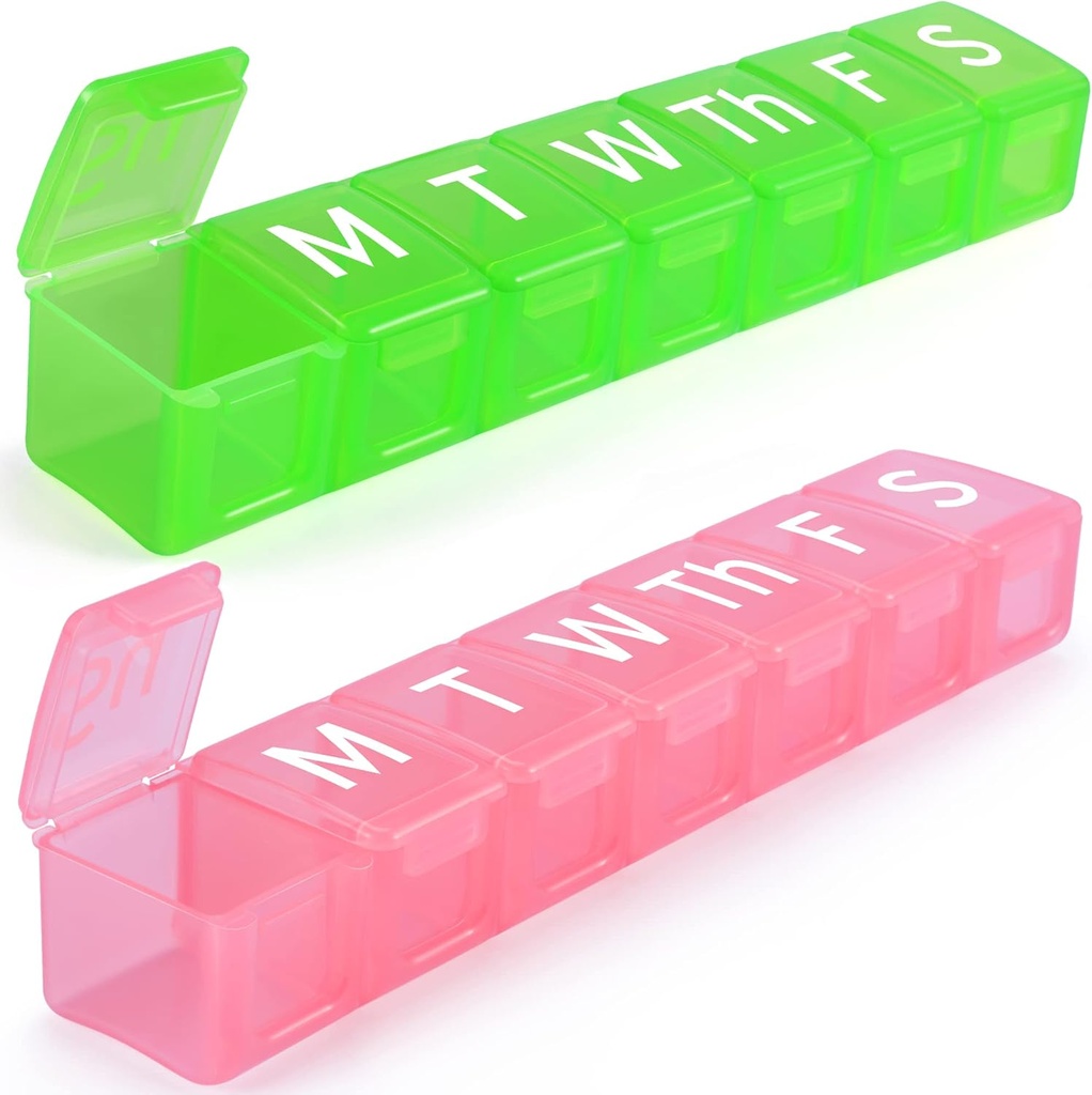 2 Pack Extra Large Weekly Pill Organizer, BPA Free Pill Box 7 giorno con XL Compartment per gli oli di pesce, Travel Friendly Medicine Organizer Pill Case per le vitamine, gli ingredienti