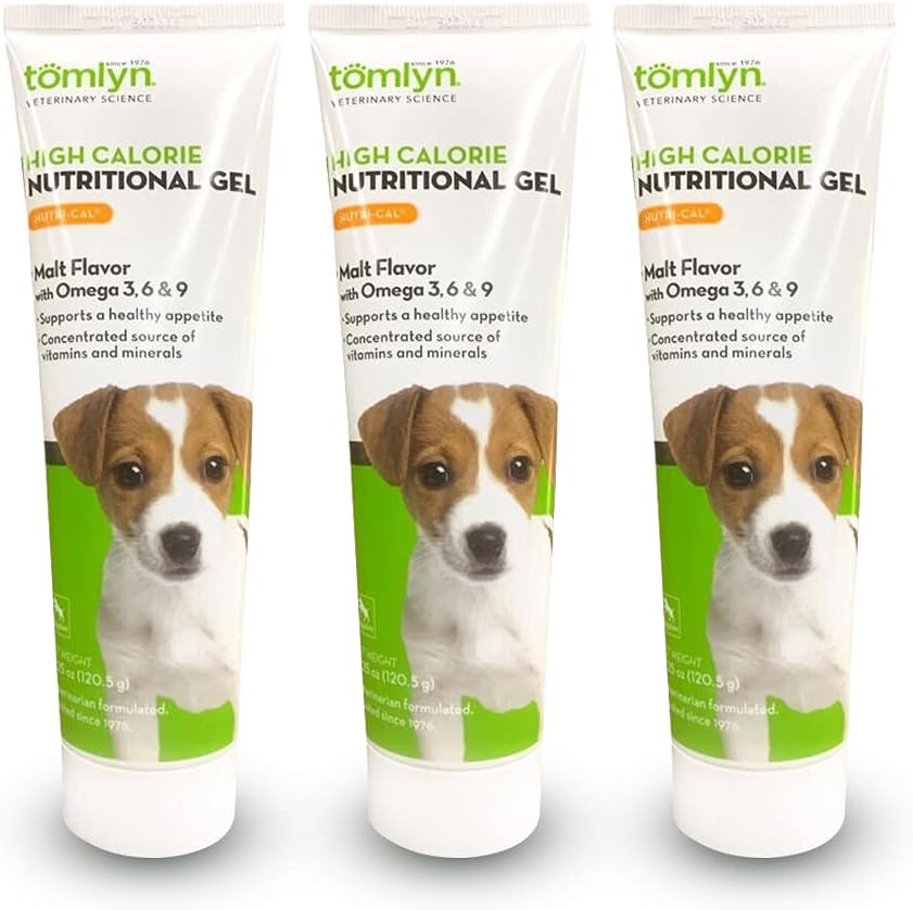 Tomlyn Nutri-Cal Malt-Flavored High-Calorie Nutritional Gel per i cuccioli, aiuta a sostenere un appetito sano che fornisce calorie extra, vitamine e minerali in un Tasty Supplement, 4.25oz-3 Confezione