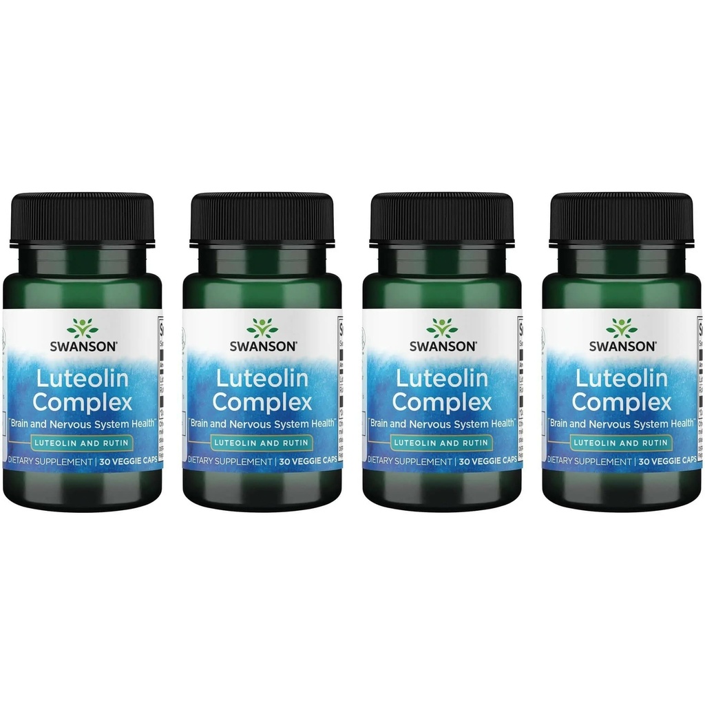 Swanson Luteolin Complex w/Rutin - Integratore di supporto per il cervello Promozione della memoria, Mood & Salute cognitiva - Formula naturale per aiutare a mantenere il sistema nervoso - (30 capsule vegetali) 4 Pack