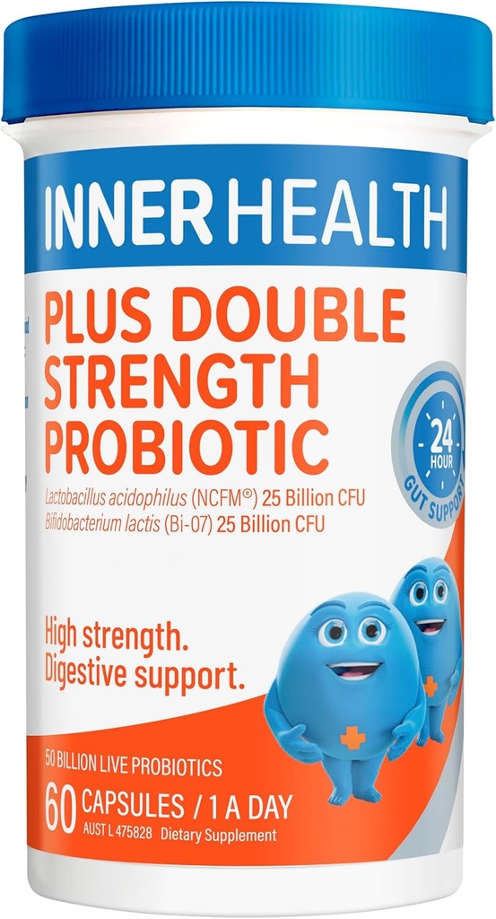Probiotici per la salute interna - Mantenere l'equilibrio di Gut Flora per migliorare la digestione, il sistema immunitario, ridurre i sintomi Gastro come Diarrea, Cramping & Pain - Una volta al giorno - Doppia resistenza - 60 Conte