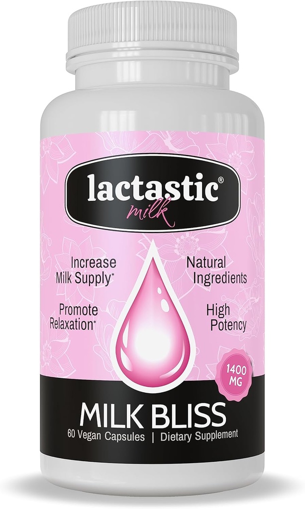 Lactastic® Milk Bliss™ - High Potency Organic Lactation Supplement - Organic Moringa, Milk Thistle, Passionflower & Valerian Root - 60 Vegan Capsules