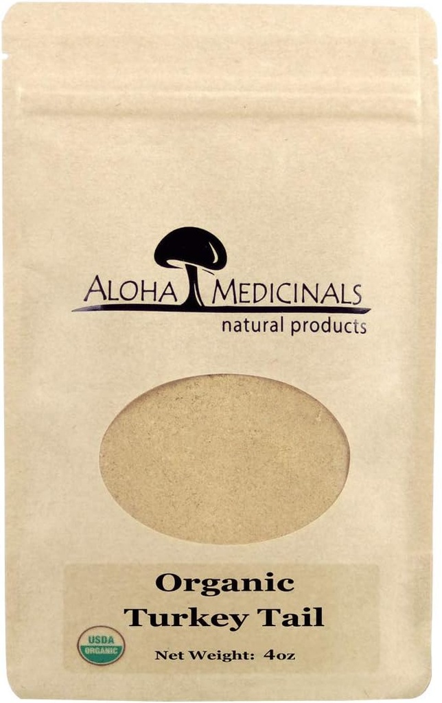 Aloha Medicinali Pure Turchia Tail, Integratori di funghi biologici certificati, Integratore di salute naturale, Borsa di 4 oz polvere