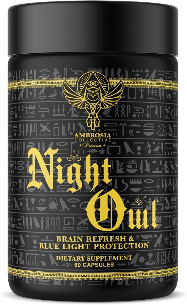 Ambrosia Night Owl - Eye Health | Proteggere contro la luce blu & Eye Strain | Alpha Brain Waves & Brain Recovery | Lutemax 2020, Suntheanine, Magtein | 60 capsule vegetali