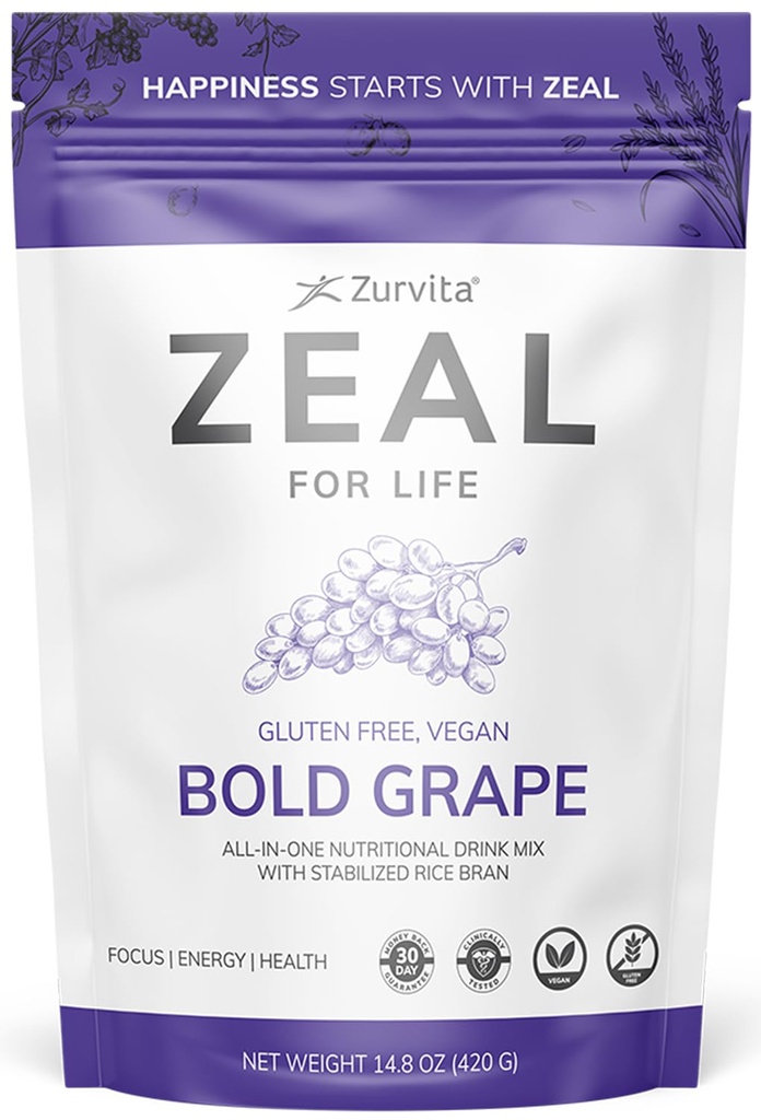 Zurvita - Zeal for Life - Bold Grape Flavor - Tägliche Nahrungsergänzung für Vitalität, Immunität, & Gesamt Wellness - 30-Day Wellness Bag, 420 Gramm