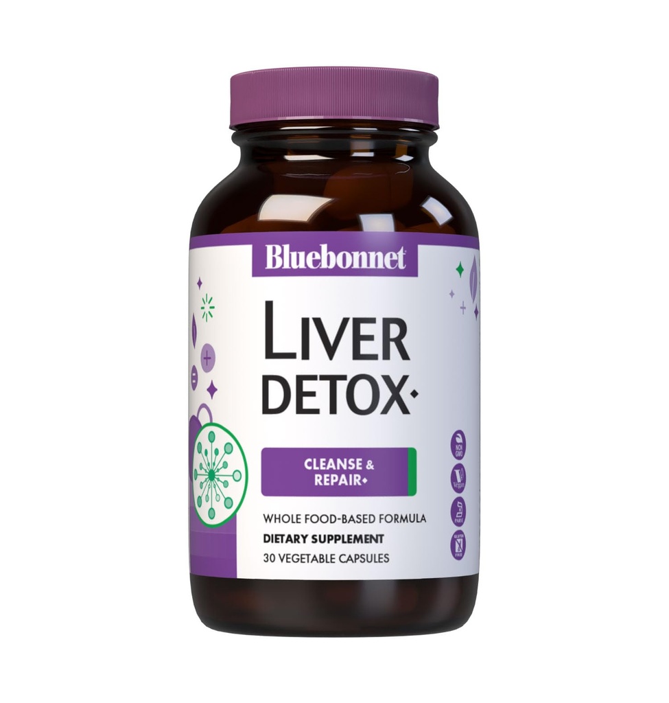 Bluebonnet Nutrition Liver Detox, Liver Health*, Antioxidantienschutz*, Sojafrei, Glutenfrei, Kosher Certified, Non-GMO, Dairy-Free, 30 Gemüsekapseln, 30 Portionen
