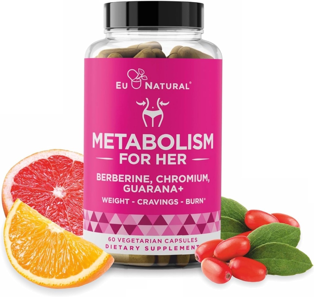 Métabolisme pour elle - Appétit & Métabolisme Soutien pour les femmes - Curb Cravings, Réduire l'apport calorique et promouvoir les sentiments de plénitude - Berberine, Picolinate de chrome et Guarana - 60 Capsules de Veg
