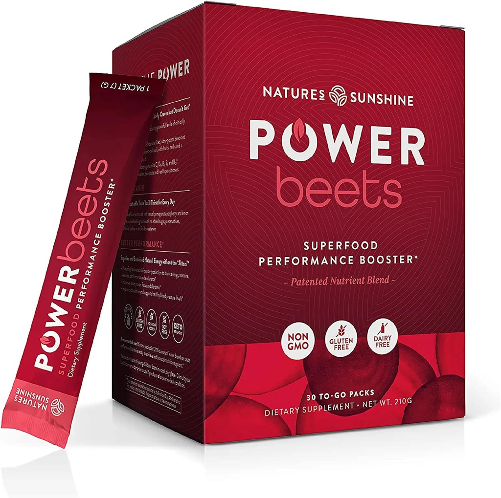 Beets di potere del sole della natura – miscela nutriente brevettato di polvere di radice di barbabietola e nutrienti per promuovere le prestazioni, Clarity mentale, & Vitality – Non OGM, Soy & Gluten Free – 30 Servings to-Go Packs