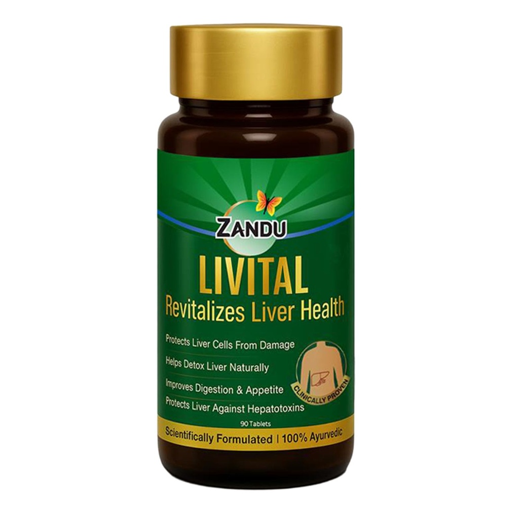 Zandu Livital Tablets, 100% ingredienti ayurvedici, protegge il fegato contro varie epatotossine| Beneficial in Fatty Liver| Migliora la digestione e Appetite & Aids in Liver Detox