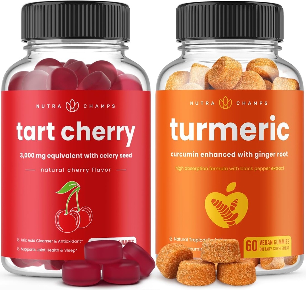 NutraChamps Tart Cherry Gummis und Turmeric Gummis 2 Pack Bundle