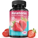 Melatonin Tabletten - 10 mg Nahrungsergänzungsmittel - Erdbeeren Flavored - 200 Vegan Tabletten - von NextGenU