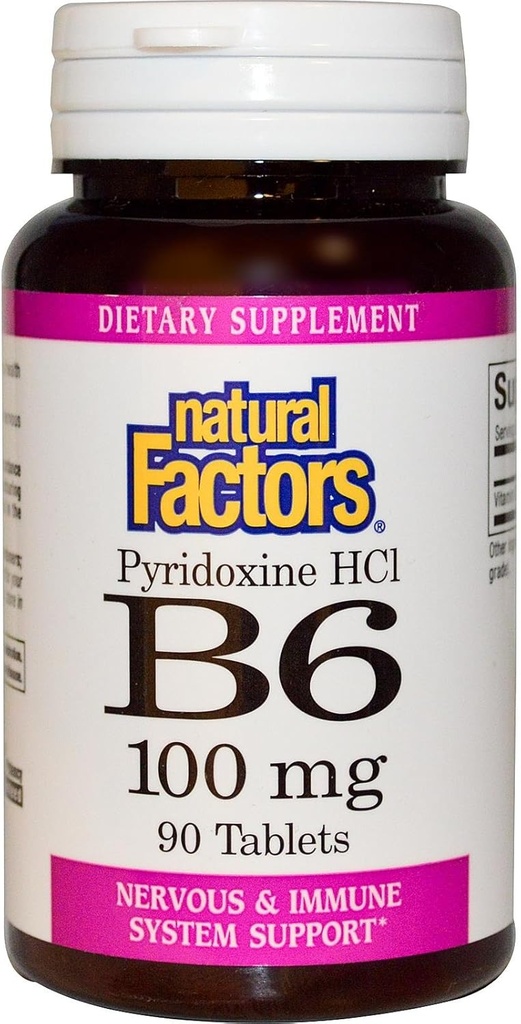 B-6 Pyridoxine HCL 100mg Fattori naturali 90 Tabs