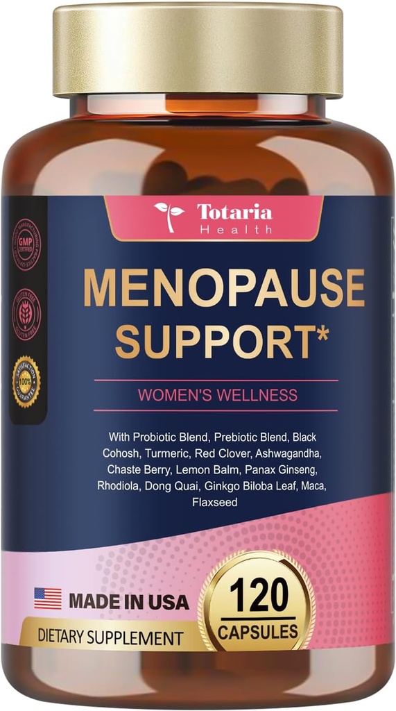Suppléments de ménopause pour les femmes, Cohosh noir multi-avantages et complet, Racines d'Ashwangandha, Probiotiques de ménopause pour les femmes, Probiotique tout naturel, Ingrédients premium