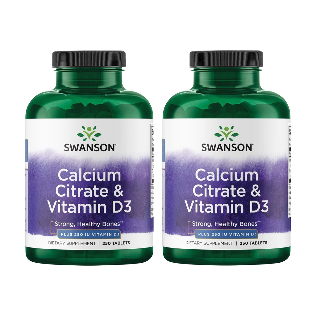 Citrato di calcio di Swanson & vitamina D3 250 Tabs (2 Confezione)