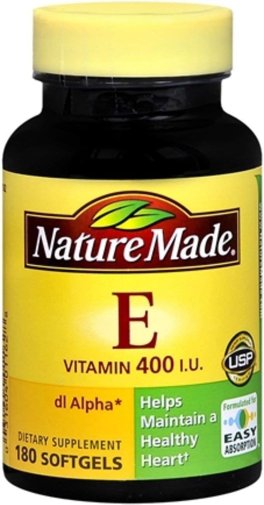Natur Made dl-Alpha Vitamin E 400 IU Softgels 180 Weichgel (Pack mit 8)