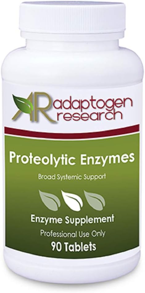 Proteolytic Enzymes Broad Systemic Support | Vegetarian Blend with Serratia Peptidase & Bromelain for Digestion, Sourced from Papaya & Pineapple | 90 Enteric Coated Tablets | Adaptogen Research