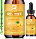Gocce liquide del Moss del mare - Gel del Moss del mare irlandese organico con Spirulina, Bladderwrack, Radice di Burdock, Pinapple Seamoss Gel Supplemento per Joint, Detox Cleanse & Digestion Support - 2 Fl Oz, Vegan
