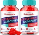 (2 Pack) KetoSophy Keto ACV Gummies - Perdita di peso avanzata KetoSophy Keto Plus Gummies Aceto di sidro di mele KetoSophy ACV Gummies Gestione del peso Integratori dietetici Donna (120 Gummies)