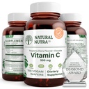 Supplément naturel de vitamine C Nutra pour les enfants et les adultes, Immune Booster, aide à soutenir la santé osseuse, protéger la santé de la peau et du coeur, source végétale, 500 mg, 100 Wafers végétaliens
