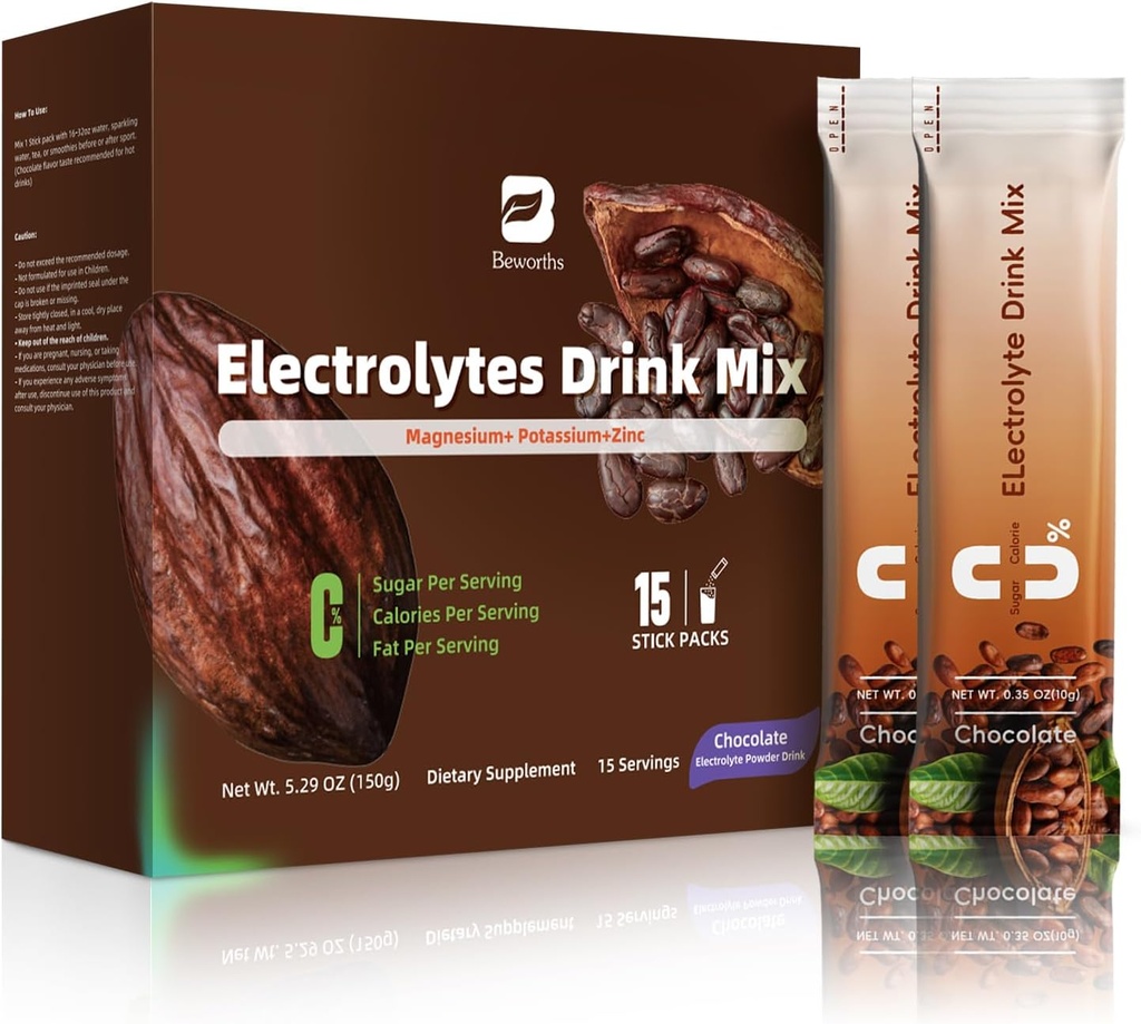 Elektrolyte Pulver-Packets für Elektrolyt-Getränk-Mix | Zuckerfreie Elektrolyt-Pakete mit Vitaminen & Magnesium Replenish Hydration - 15 Sticks