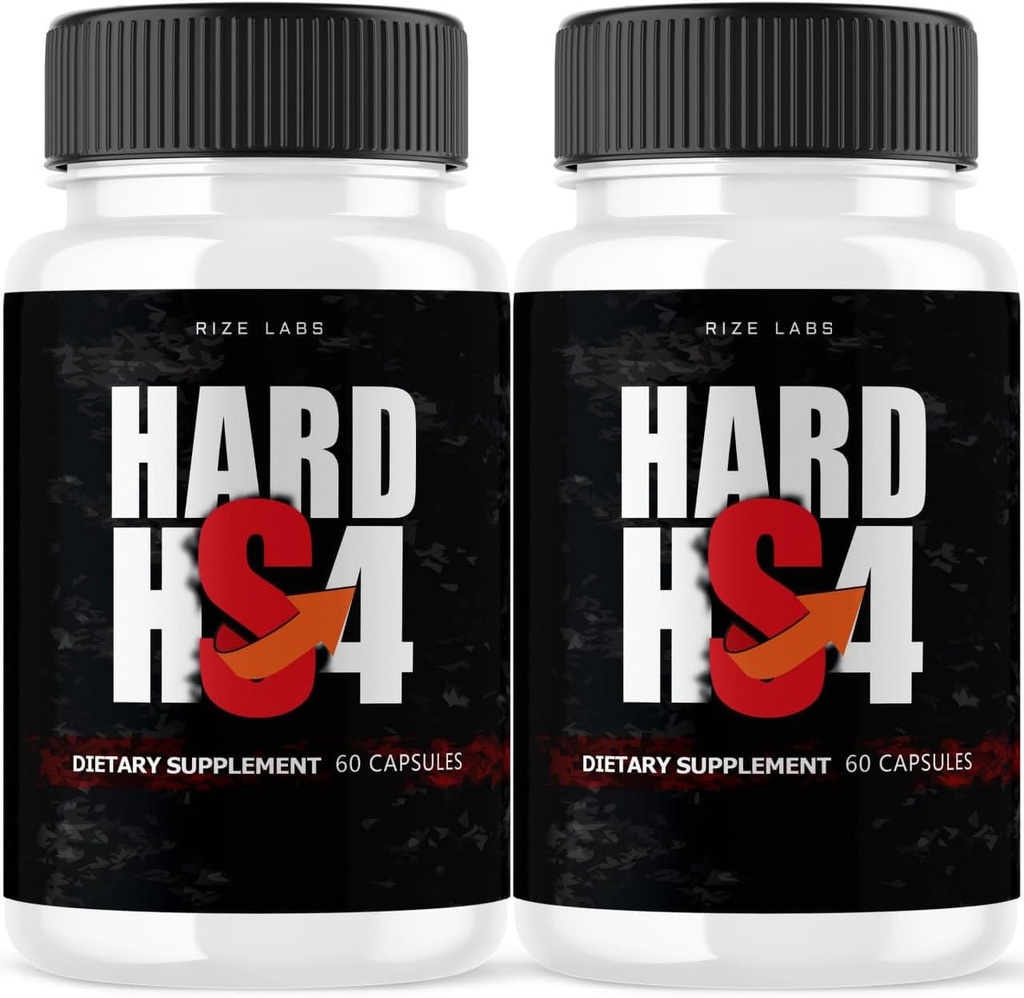 Rize labs Hard HS4 Capsules, Hard HS4 per la salute degli uomini, Hard HS4 Pillole ad alta resistenza, Hard HS4 Supporto maschile per prestazioni complessive, Hard HS4 Recensioni di formula massima (120 capsule) (Pack of 2)
