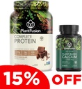 PlantFusion Polvere proteica vegana completa e Bundle di calcio - Polvere proteica basata sulle piante con BCAA, enzimi digestivi e proteine di Pea