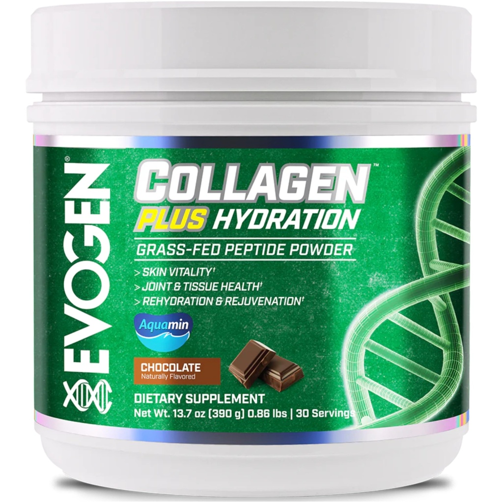 Evogen Collagen Plus Hydration - Grass-Fed Collagen für Frauen & Männer | Collagen Peptides Powder | Collagen Powder Unterstützung Haut Vitalität, Hydration, Joint & Tissue Gesundheit | Schokolade | 30 Servierungen
