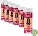 8Greens Supergreens Comprimés Super Greens Poudre Superfood, Métabolisme Immunity & Focus, Daily Greens Comprimés effervescents, Organique: Aloe Vera, Spiruline, Chlorella, Pêche, Tube 60 Servitures.