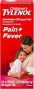 Tylenol pour enfants Suspension buvable, médicament liquide pour enfants Réducteur de douleur et de fièvre pour les symptômes du rhume et de la grippe, Aspirine-, Ibuprofène- et sans alcool, Fraise, 4 fl. oz