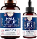 WINDSOR BOTANICALS Vegan Vitamin B12 and Male Fertility Supplement with Maca Root - Energy and Fertility Bundle