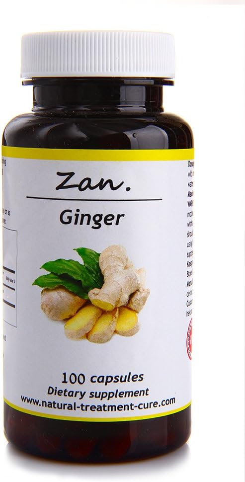 Hekma Center Pure Ginger Root - Zingiber Officinalis - 100 Kapseln reduziert Übelkeit - Vegan