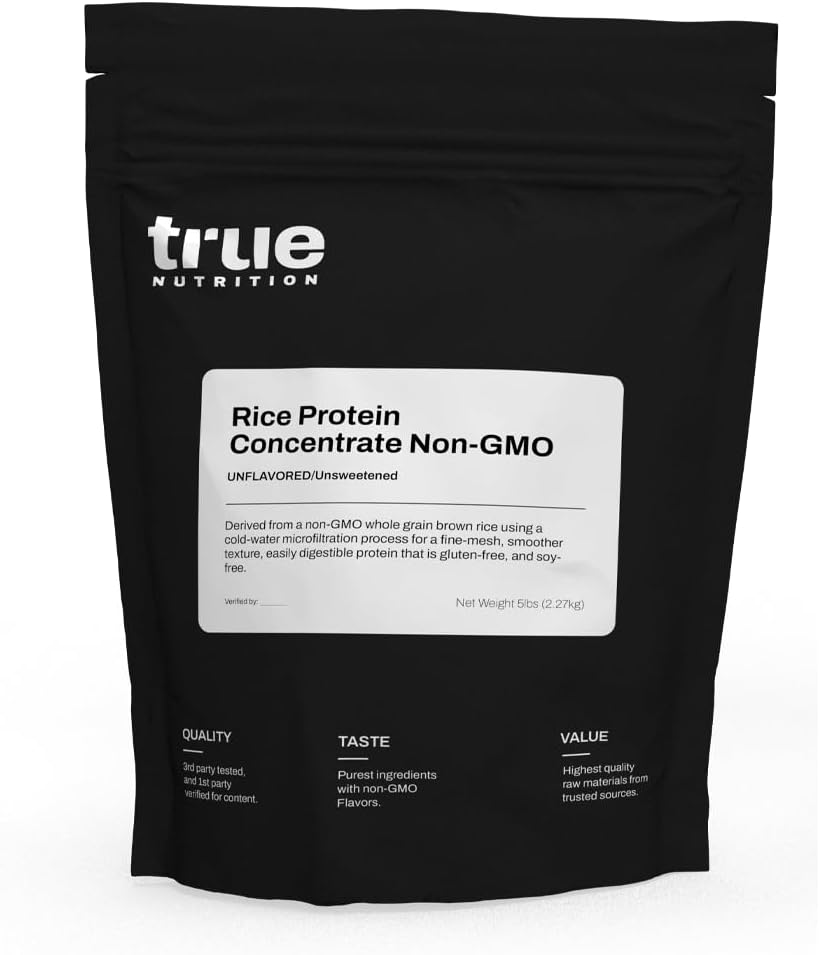 Vera Nutrizione - Concentrato di proteine del riso - Microfiltrazione dell'acqua fredda, senza glutine, senza soia, senza latticini, polvere proteica non OGM - non aromatizzata - 5LB