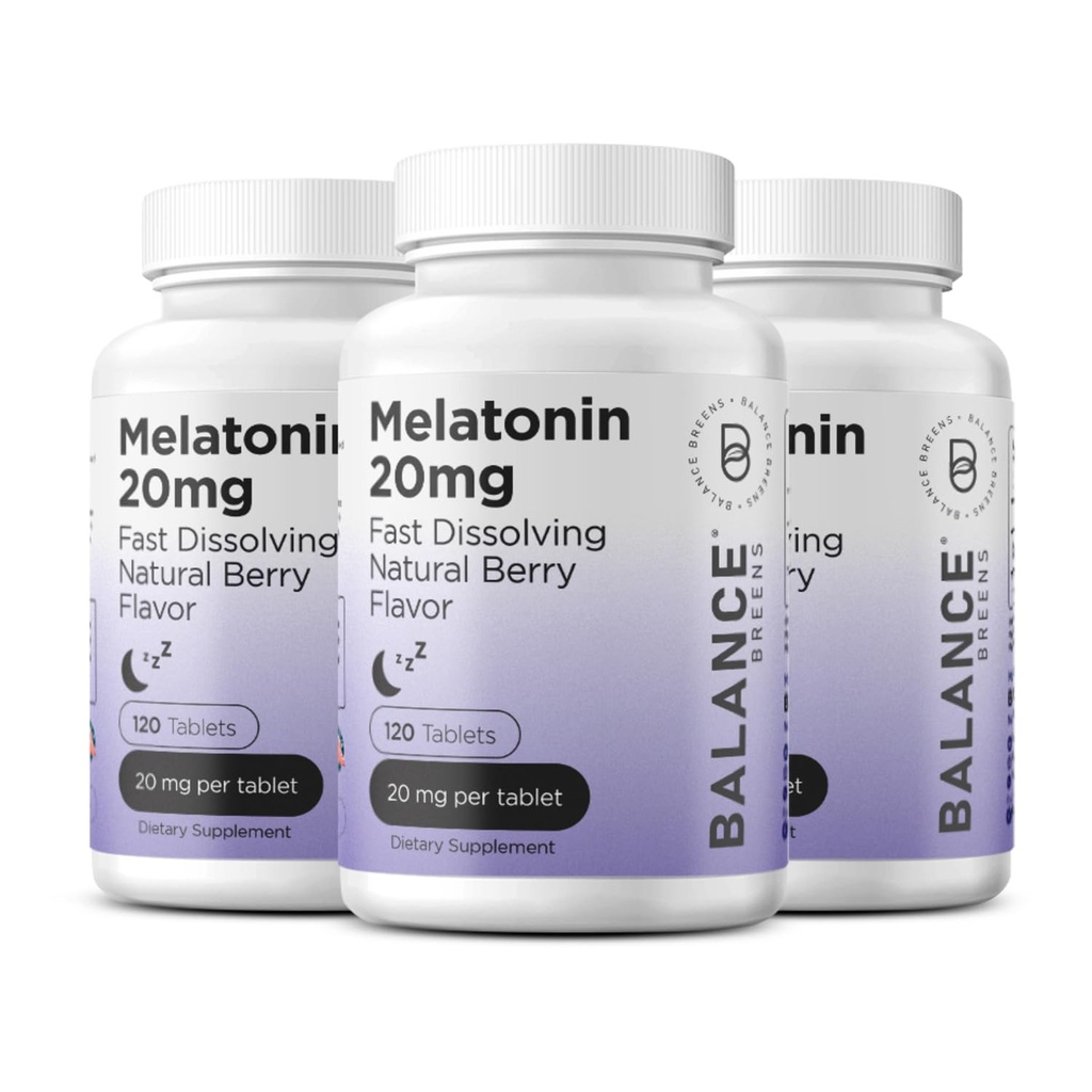Balancebreens Melatonin 20mg compresse dissolve veloci - Alta potenza, rapida azione, supporto naturale del sonno – aiuti per gli adulti – Formula non gommosa, senza farmaci – 120 pillole addormentate