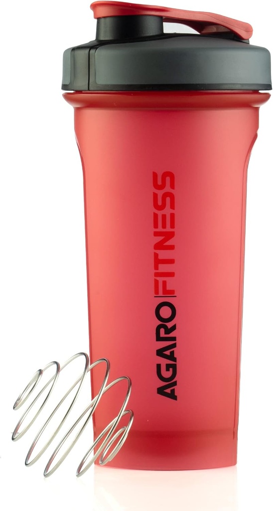 AGARO Magnum Shaker Bouteille, 750 Ml, Steel Shaker Ball, Sipper Bouteille Idéal pour les protéines, sans BPA, étanche, rouge