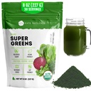 Kate Naturals Organic Super Greens Powder. Daily Greens Superfood Blend mit Probiotics & Fiber für Feuchtigkeit und Saft (30 Portionen, 8oz, Natürlich)