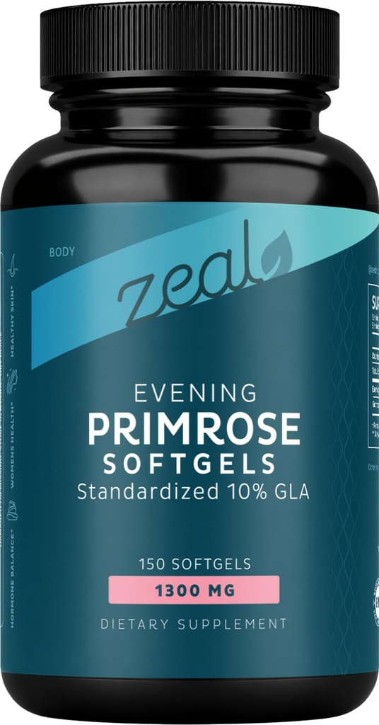Olio di semi di Primrose (150 Liquid Softgels | 1300mg) Olio di Sera Premium – Integratore di supporto per ormone naturale per le donne - Pressato a freddo w. 10% GLA