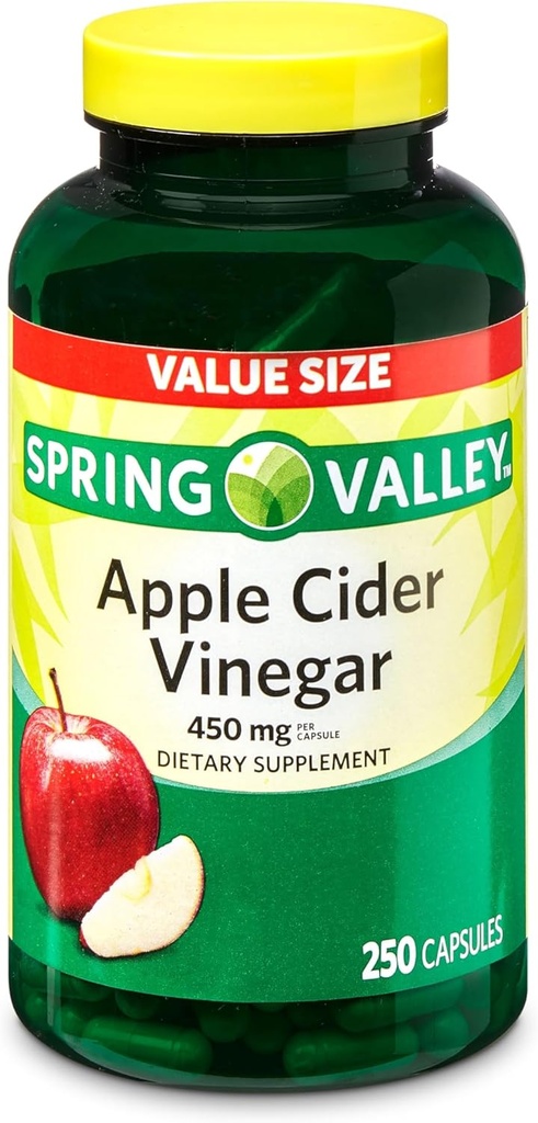Apfelessig Kapseln 450 mg – ACV-Ergänzung für Wellness, 250 Count – Apfelessig Pillen, Vinagre de Manzana Capsulas