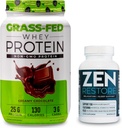 Nutrologie Gras Fed Whey Protein Powder, unterstützt Lean Muscle Recovery & Performance, Creamy Chocolate Flavor (28 Servierungen) Zen Natural Magnesium Supplement (30 Servierungen)