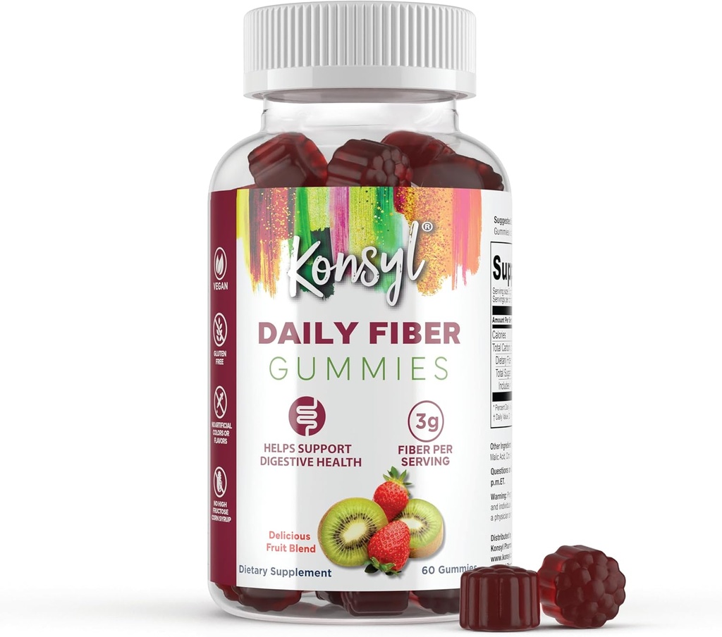 Gommies de fibres quotidiennes Konsyl (compte 60, fraises-kiwi)