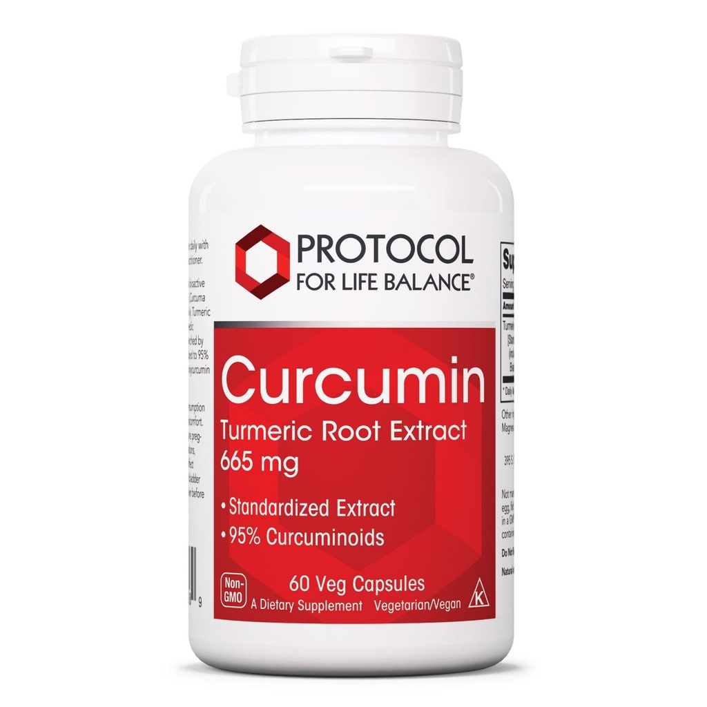 PROTOKOLL FÜR LIFE BALANCE Curcumin Turmeric Root Extract - 95% Standardisierte Curcuminoide - 665 mg Curcumin - Curcumin Turmeric Supplement - Non-GMO & Kosher - 60 Veg Kapseln