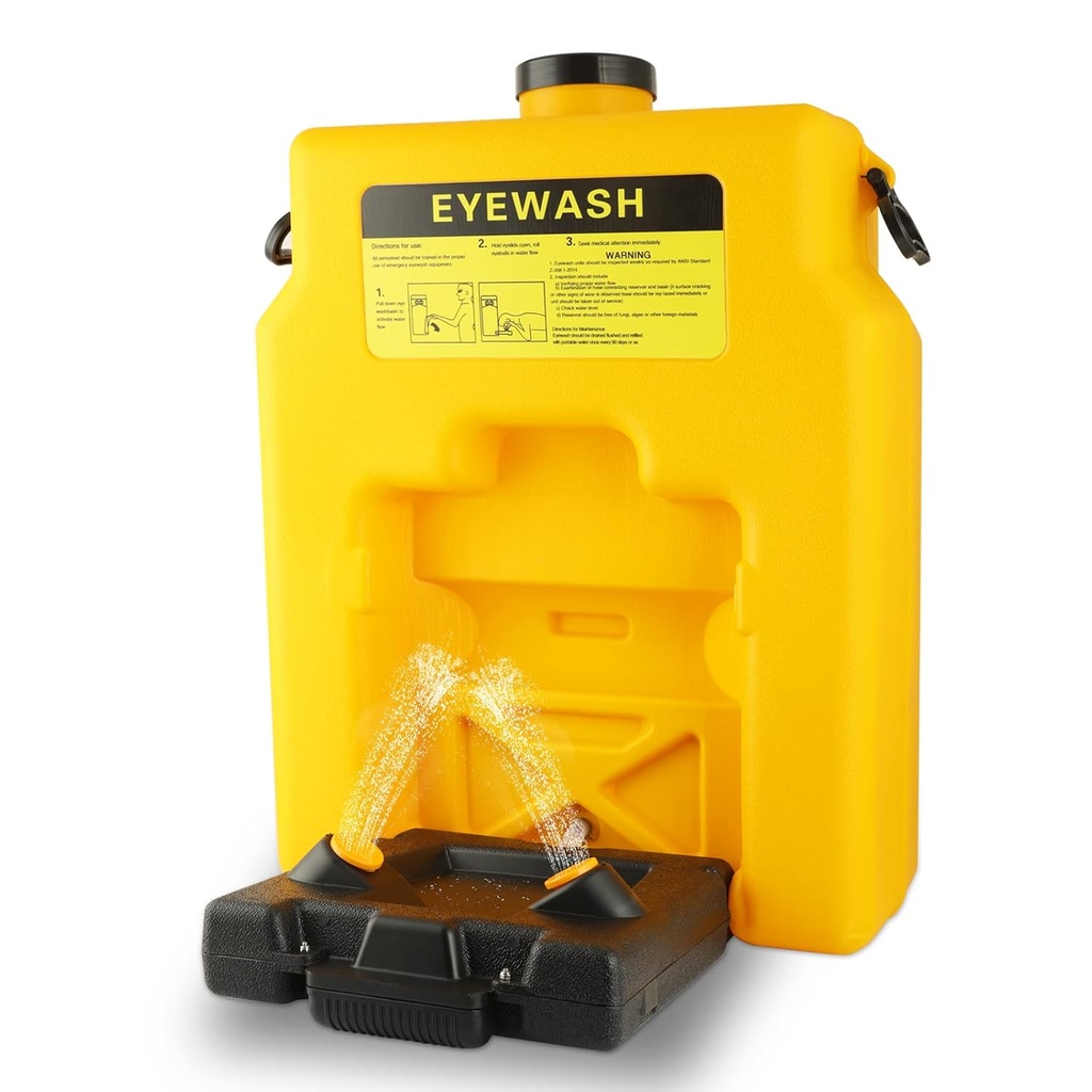 Portable Eyewash-Station Emergency Yeipower approuvé par l'OSHA - Lavage mural des yeux Premiers soins Équipement d'irrigation oculaire à 14 Gallons