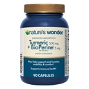 Nature's Wonder Turmeric Supplement mit BioPerine - Verbesserte Absorption Turmeric Complex 500mg mit BioPerine 5mg für gemeinsame Funktion, Mobilität und Komfort, 90 vegetarische Turmeric Capsules