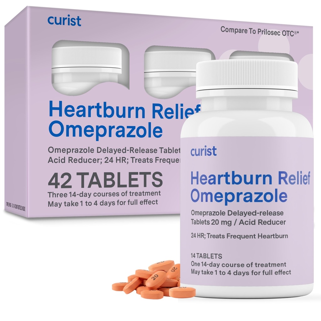 Curist Omeprazol 20mg Tabletten - 42 Count Delayed-Release Tabletten - Säure Reflux Medizin für Sodbrennen Relief