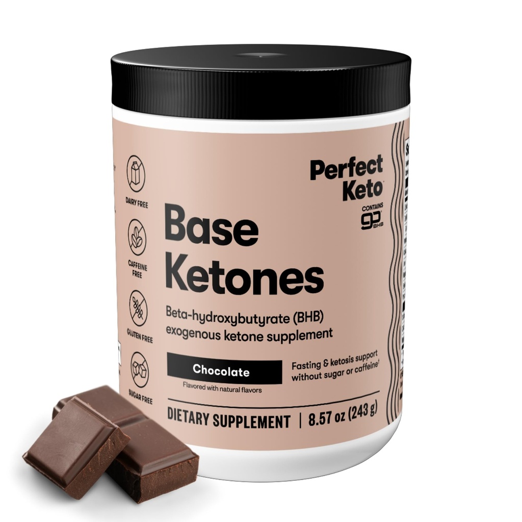 Poudre de cétones exogènes parfaites, sels BHB pour la cétose et le soutien à jeun, électrolytes pour l'hydratation, énergie sans caféine, chocolat, 8,57 oz