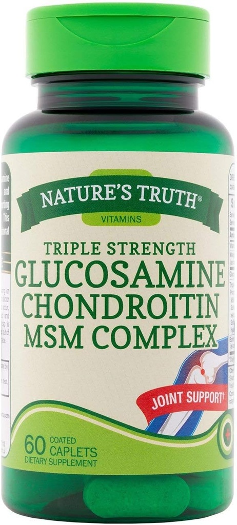 Nature's Truth Triple Strength Glucosamine Chondroitin MSM Complex Nahrungsergänzung - 60 Coated Caplets, Packung von 2
