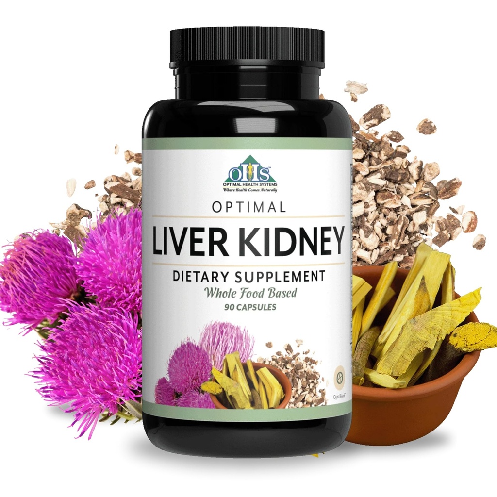 Optimal Health Systems Liver/Kidney | Detox & Cleanse | Milk Thistle, Dandelion, Barberry, Molasses + Opti-Blend Enzymes per l'assorbimento | 90 capsule