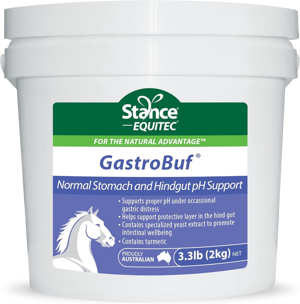 Stance Equitec GastroBuf - Normale Stomach pH-Unterstützung - Pferde-Ergänzung- Hilft die schützende Schicht im Bowel zu unterstützen, Proper pH-Unter okzialen Magen-Distress zu unterstützen, Enthält Turmeric - 3,3 lb