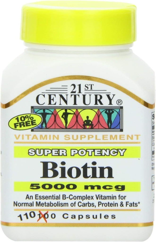 Biotin 5000 Mcg Capsules, 330 Count (in 3 Flaschen) / Biotine 5000 Mcg Capsules, 330 Count (En 3 bouteilles)