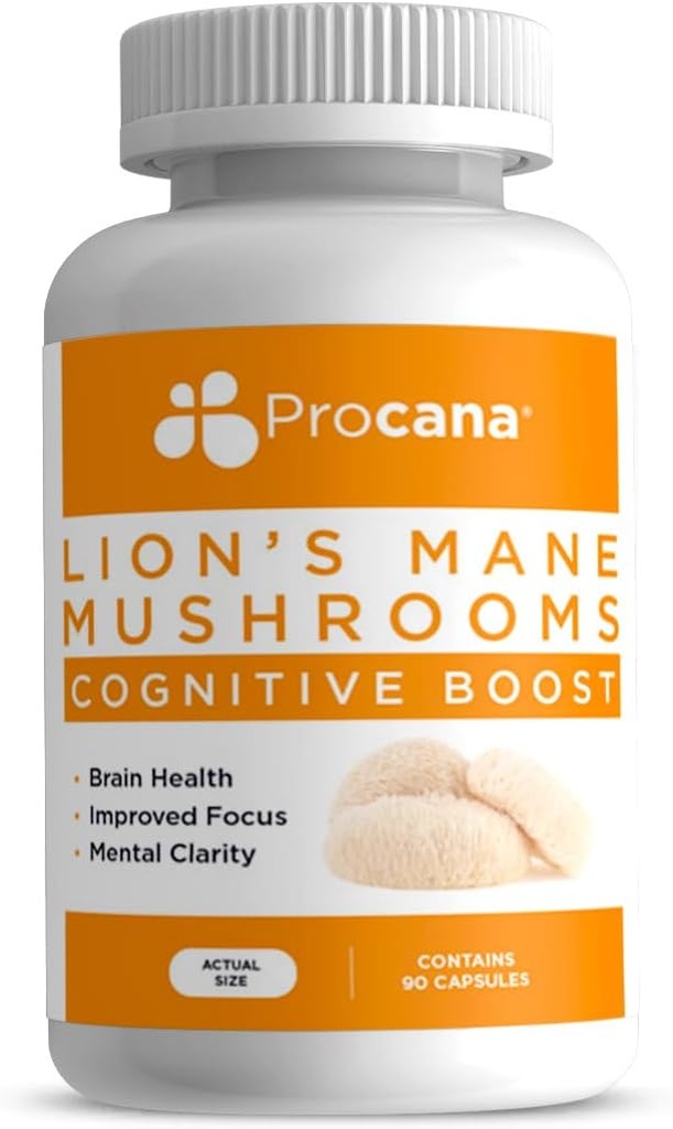 Lions Mane Mushroom Capsules (Extra Strength 1.500mg/serving) für Gehirngesundheit, Psychische Klarheit, Gedächtnis und Fokus. 45.000mg pro Flasche 90ct