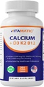 Supplemento Vitamatic Calcium 1200mg con D3, K2 & B12, Immune & Bone Health Support - 365 compresse rivestite
